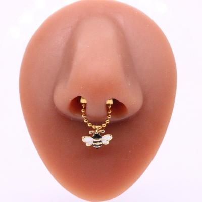 China Fancy Chain Nose Ring No Piercing Jewelry Ring Magnetic Nose Septum Bee Rhinestone Crystal Moon Lips Fish Tail Magnet Punk Nose Ring for sale