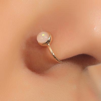 China Punk Fashion No Piercing Crystal Indian Style Nose Cuff Women's Wholesale C Shape Agate Nose Ring Color for sale