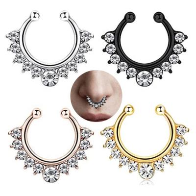 China Punk Newcomer Popular Classic Non Pierced Nose Rings Diamond Nose Cuff Fashionable Colorful For Women Men for sale