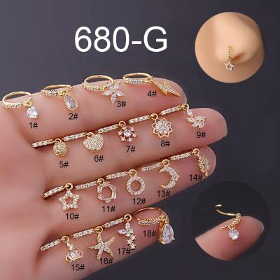 China Copper Wholesale Punk Cross Screw Jewelry Helix Earring Helix Piercing Cartilage Ear Flower Heart Crown CZ Back Stud for sale