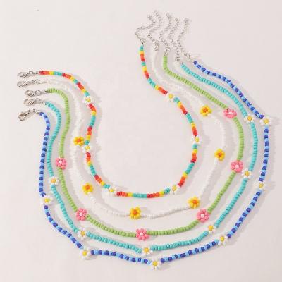 China CLASSIC Tiny Seed Beaded Hawaiian Bohemian Colorful Necklaces For Women Girls Handmade Boho Flower Y2K Necklace Gift For Girls for sale