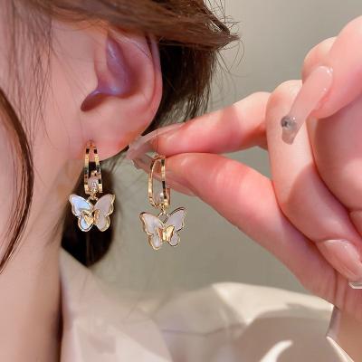 China Bling Bling 18K Gold Plating Zircon Pearl Butterfly Knot Earrings FASHIONABLE White CZ Crystal Bowknot Earrings for sale