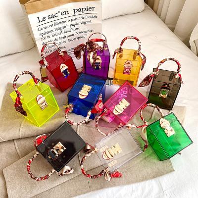 China Box Bags Transparent Handle With Square Boxed Purse Boxed And Scarf Handbag Luxury Acrylic Party Evening Clutch Bags Women Handbags for sale