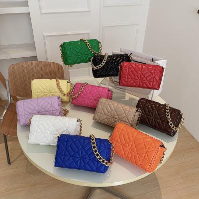 China Designer Luxury Quilted Purse high quality chain shoulder leather lady bags stitch handbag cross - famous body bag brands handbag for women for sale