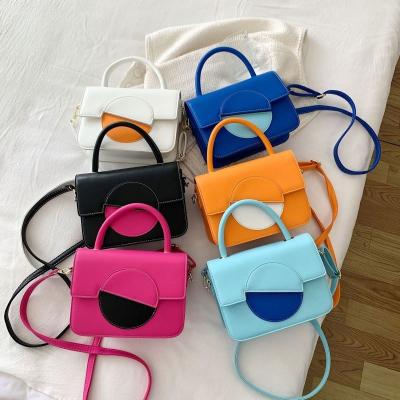 China Crossbody Bag Candy Color Little Girls Purses Block Famous Brand Messenger Bag Crossbody Leather Bag Women Handbags for sale