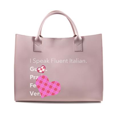 China Other Custom Fashion I Speak Tote Bags Leather Pu Leather Handbags Women French Flowy Handbag Women Handbags Support Drop Shipping for sale