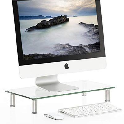 China Tempered Glass Height Adjustable Monitor Riser Stand (Height) for Laptop Desk Organizer Monitor Stand Riser for sale