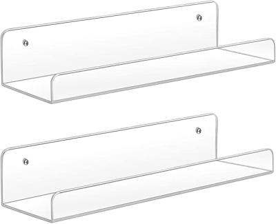 China Mordern Clear Acrylic Floating Shelves - Modern Wall Mounted Crystal Display Shelf Racks, Set of 3 for sale