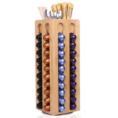 China Sustainable Bamboo Coffee Pod Coffee Capsule Holder Storage Display Nespressp Capsule Stand Eco-friendly for sale