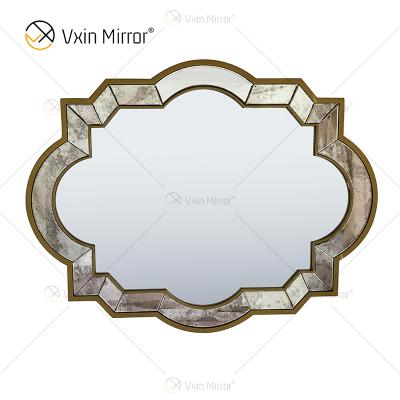 China Vxin WXM-1139 Modern Unique Gold Wall Decor Luxury Brown Wall Mirror for sale