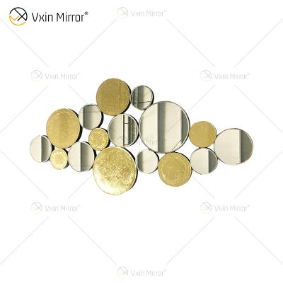 China Hot Sale WXM-1961 Modern Luxury 3D Leaf Wall Mirror Gold Antique Wall Mirror for sale