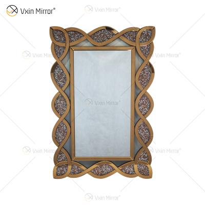 China Morden Luxury Home Furniture Rectangle Console Mirror Mirror Crushed Diamond Wall Mirror for sale