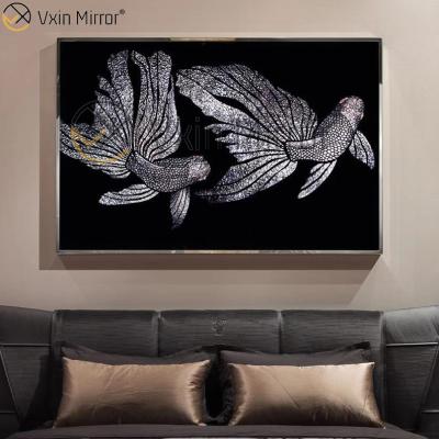 China Modern Handwork Decorative Home Colorfu Mirrored Wall Art Crystal Porcelain Painting Mirror Wall Art for sale