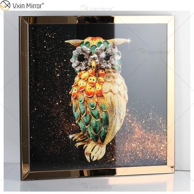 China Traditional Omal Art Vxin WXMA-55 Home Decor MDF Frame Mirrored Crystal Wall Art Porcelain Painting Mirror Wall Art for sale