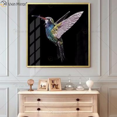 China Morden Vxin WXMA-60 Luxury Crystal Resin Porcelain Paint Covered MDF Frames Decorative Wall Art Mirror Wall Art for sale