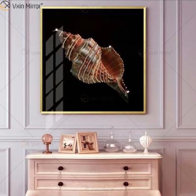 China Morden Vxin WXMA-51 Luxury Home Decor MDF Frame Mirrored Crystal Wall Art Porcelain Painting Mirror Wall Art for sale