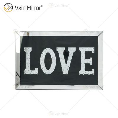 China Modern Home Decor VXin WXMA-23 Glass Frame Mirrored LOVE Wall Art Crystal Porcelain Painting Mirror Wall Art for sale