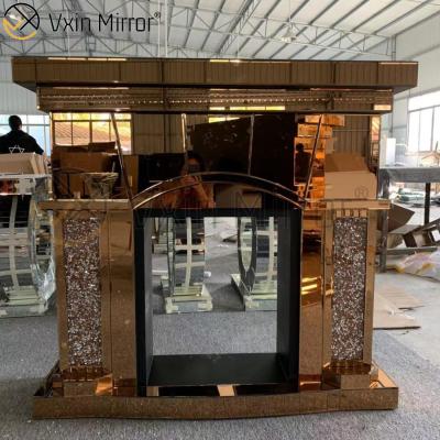 China Vxin Modern Mirror WXWF-1094 Crushed Diamond Mirror Fireplace for sale