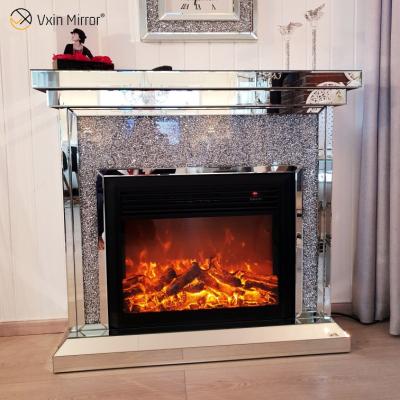 China Modern Hot Sale Vxin Mirror WXWF-020 Crushed Diamond Mirror Fireplace for sale