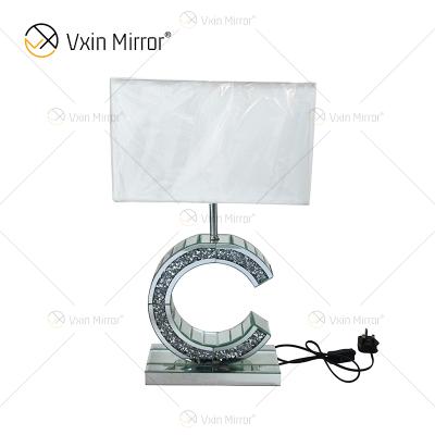 China WXTL-02 Modern Modern Style Silver Crushed C Shape Crystal Mirrored Table Lamp For Bedroom Mirror Lamp for sale