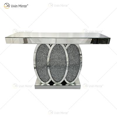 China (Other) New Design WXF-244 Silver Mirror Console Table Adjustable Crystal Lobby Table For Sale for sale