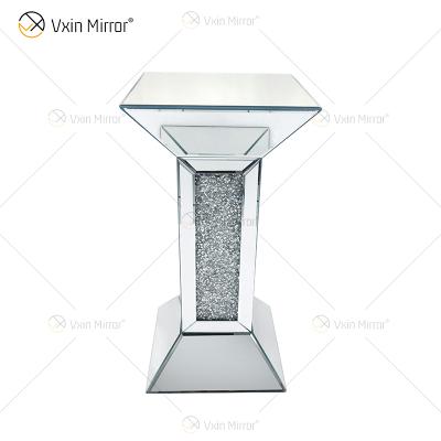 China New Home Furniture Design Vxin WXF-722 Home Decor Crushed Diamond End Table Mirror Silver Furniture Side Table for sale