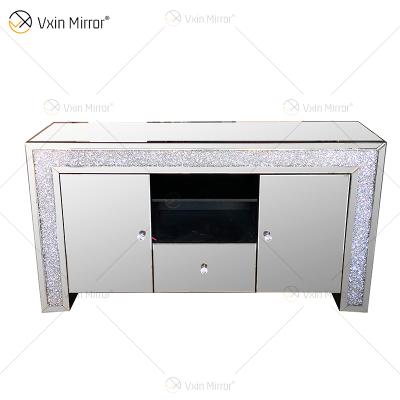 China (Other) ZH-063 Adjustable Home Decor Elegant Silver Mirrored Furniture Living Room Cabinet With Muti Drawers for sale