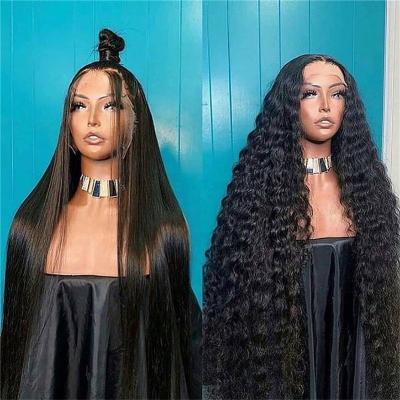 China Deep Wave 13x6 Cuticle Aligned Full HD Brazilian Virgin Hair Lace Front Wigs For Color Women Pre Pluck Lace Frontal Wig for sale