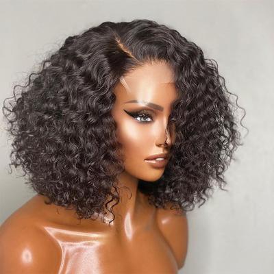 China Wholesale Beauty Virgin Hair Brazilian 4X4 Curly Hot Raw Transparent Lace Wig Cuticle Aligned Wigs Short Curly Bob Wig for sale