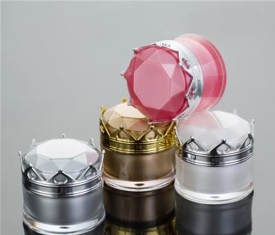 China Best Selling Recycable Crown 5g 10g 15g 20g Plastic Cosmetic Face Cream Jar For Travel for sale