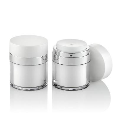 China Hot Sale Recycable Low Price White Round 15ml 30ml 50ml Plastic Airless Cosmetic Jar for sale