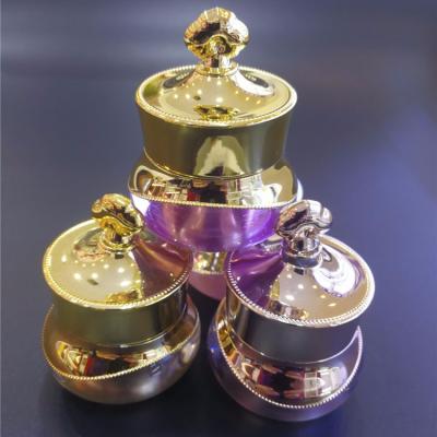 China Free Sample Recycable Crown Eye Cream Container Luxury Acrylic Cosmetic Jar 5g 15g 30g 50g 70g for sale