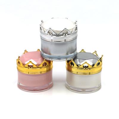 China Recycable 5 Free Sale 10 15g Luxury Luxury Acrylic Crown Eye Cream Sample Jar Cosmetic Jar for sale