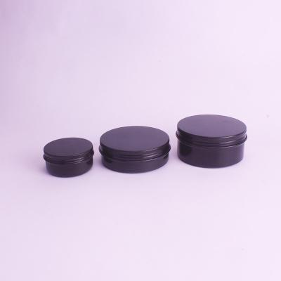 China Recycable 50 Round Aluminum Cream Cosmetic Packaging 100 150ml Jar Container Black for sale