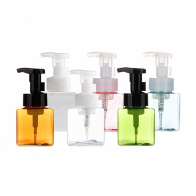 China Empty Recycable Foam Sprayer Dispenser Square Plastic Flat Pet Bottle Packaging Foam Pump Bottle for sale