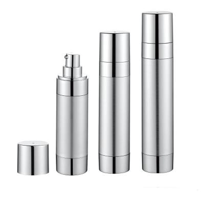 China Recycable 15ml 30ml 50ml 100ml Silver Matte Airless Cosmetic Bottle Plastic Serum Bottle for sale