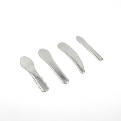 China Custom Recycable Color Silver Metal Stainless Steel Cosmetic Cream Spoon With Custom Printing for sale