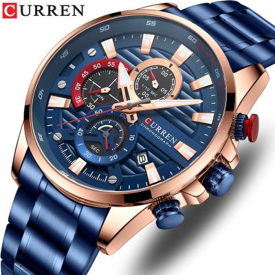 China New CURREN 8415 Chronograph Wristwatches 2023 Men's Chronograph Calendar Luxury Watch For Men Stainless Steel Waterproof Quartz Watches Male for sale