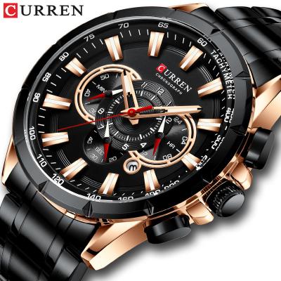 China 8363 Chronograph CURREN Chronograph Quartz Waterproof Male Luminous Chronograph Watches Mens Watch Stainless Steel Luxury Watch For Men for sale