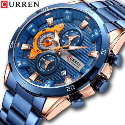 China CURREN Chronograph Stainless Steel Watches For Men's Creative Fashion Luminous Dial With Chronograph Clock Wristwatch 8402 Male Casual Watch for sale