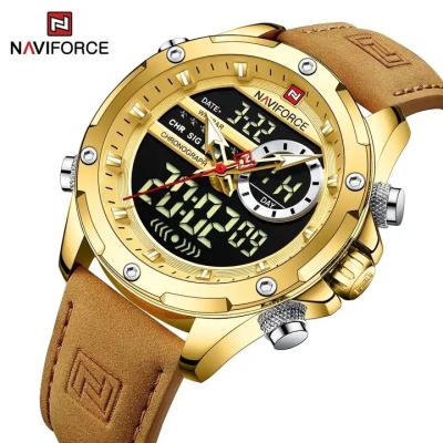 China New Arrival 9208 Fashion Chronograph Men's Watch NAVIFORCE Double Dual Time Clock Display LED Digital Male Wristwatches Men for sale