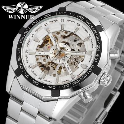 China Aliexpress Winner Watch Waterproof Sell Skeleton Automatic Movement Wristwatches Mens Stainless Steel Waterproof Mechanical Watches For Men for sale