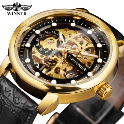 China Skeleton Luxury Waterproof Genuine Leather Luminous Male Watches Relogio Masculino Mechanical Men's Wristwatch Men's Waterproof Winner Watch for sale