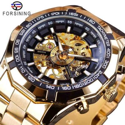 China Forsining Stainless Steel Sport Waterproof Men's Casual Luminous Watches Skeleton Mens Waterproof Mechanical Automatic Wristwatches for sale