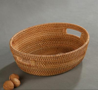 China Minimalist Rattan Fruit and Vegetable Canastillas Para Verduras Woven Handcraft Wicker Food Serving Tray Storage Basket for sale