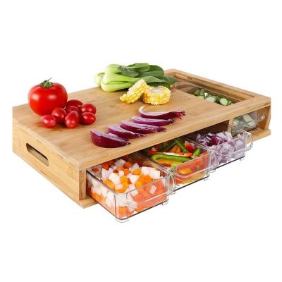 China Sustainable Bamboo Charcuterie Tray Amazon Wholesale Cutout Best Selling Serving Tray Cheese Board With Drawers for sale