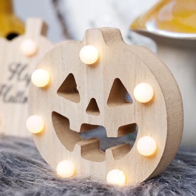 China October Gift Night LED Light Halloween Party Supplies Wooden Pumpkin Bat Ghost Decoration Holiday 31st for sale