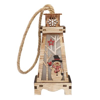 China Amazon Wooden Christmas Wholesale Wooden Gift Supplies Table Centerpiece LED Light Wind Lantern Hanging Decorative Lamp for sale