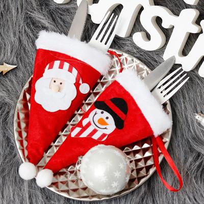 China UNDETERMINED Santa Snowman Spoon Knifes Forks Christmas Dinner Kitchen Decor Utensils Bag Flatware Set Holder Cutlery Pouch for sale