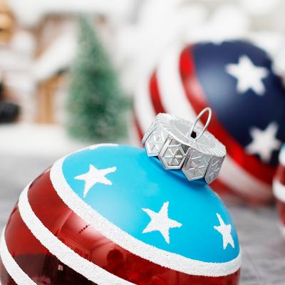 China Captain America Stars and Stripes PET Marvel Christmas Ball Hanging Ornaments Decoration Wholesale Tree Gift Party Supplies for sale